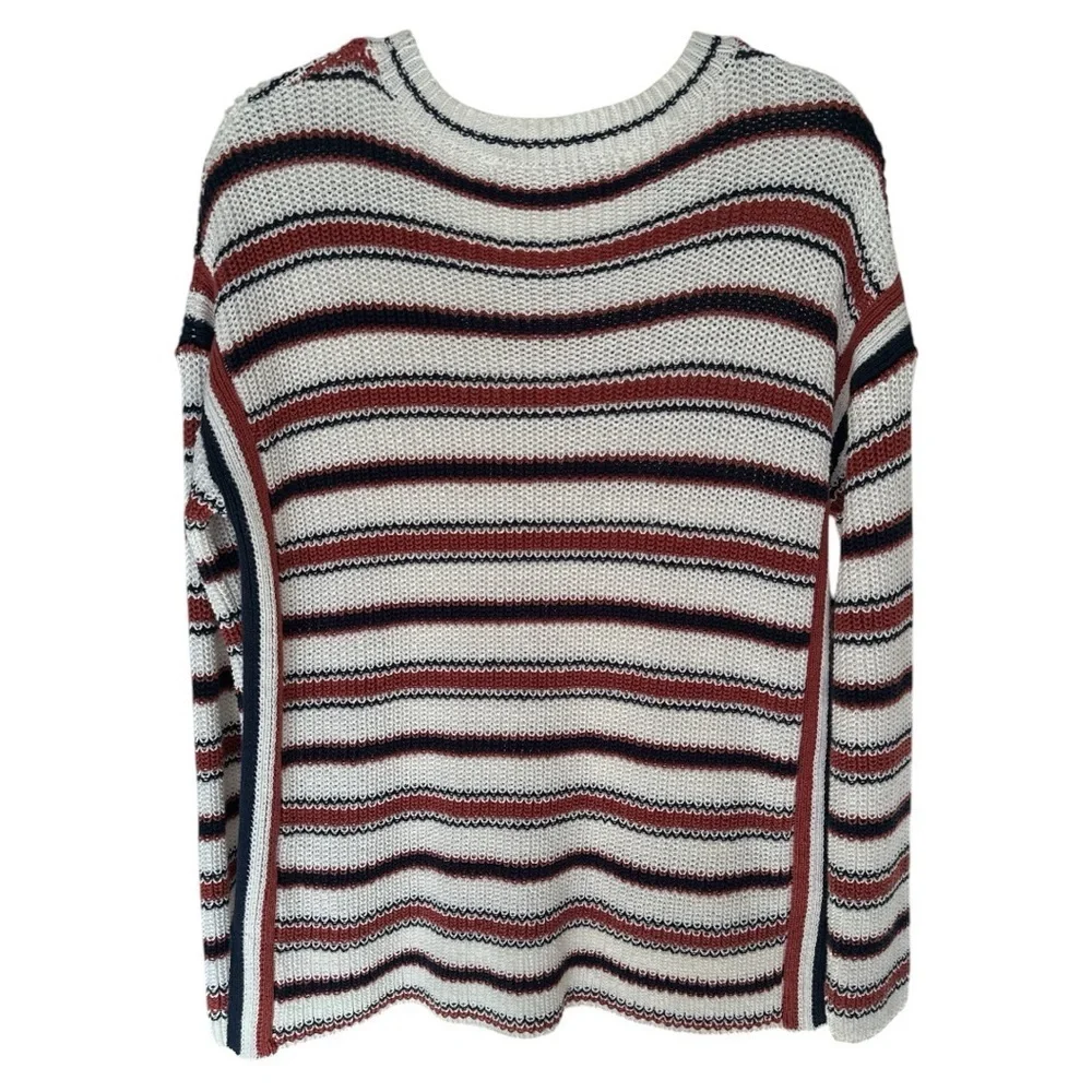 EUC Max Studio Women's Multicolor Cotton Striped Long Sleeve Pullover Sweater - Picture 3 of 7